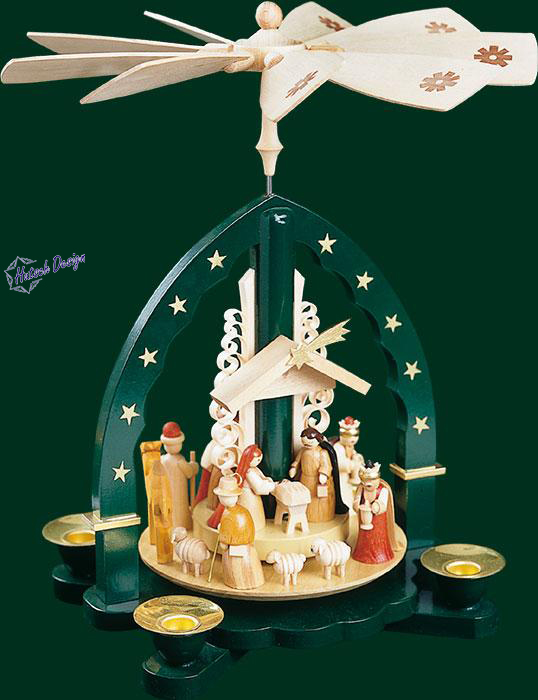Pyramide Christi Geburt, grün 27 cm Pyramide Christi Geburt, grün 27 cm