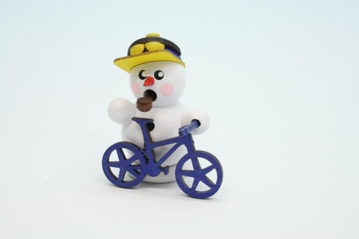 Mountainbiker weiss mit blauem Bike 8cm