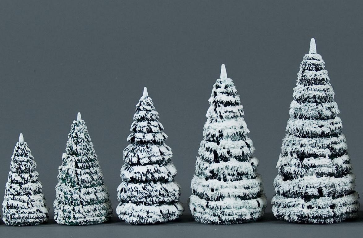 Raureifbäume grün/weiß, 8/10/12/14/16cm (5)