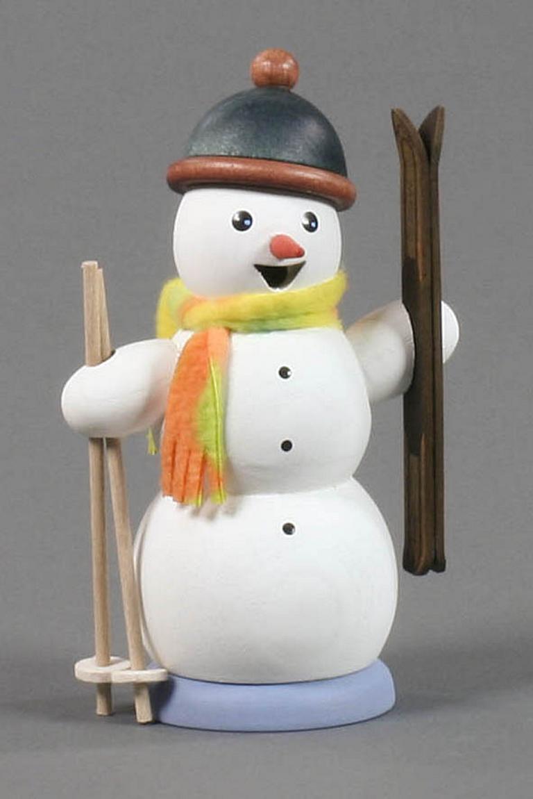 Räuchermann Schneemann mit Ski