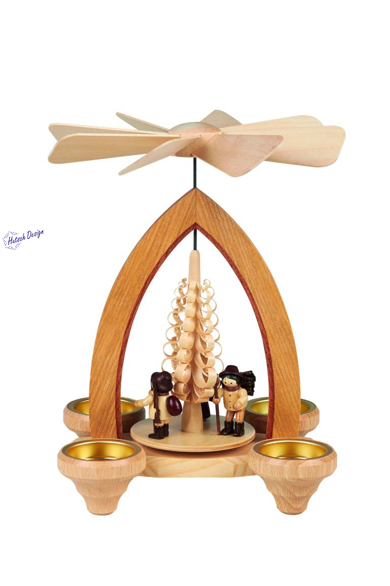 Teelichtpyramide mit Waldleute 26cm