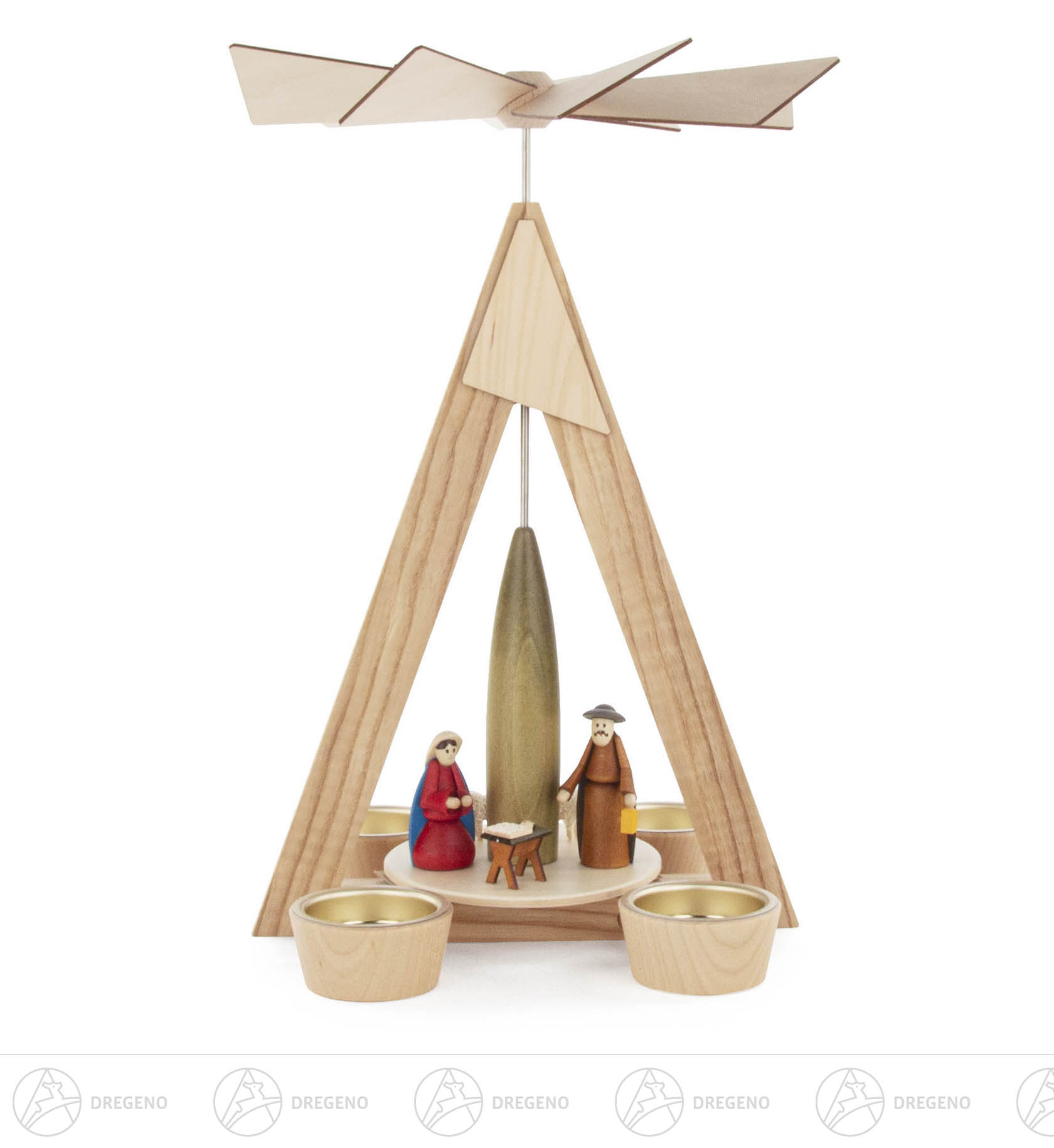 Pyramide Christi Geburt farbig für Teelichte