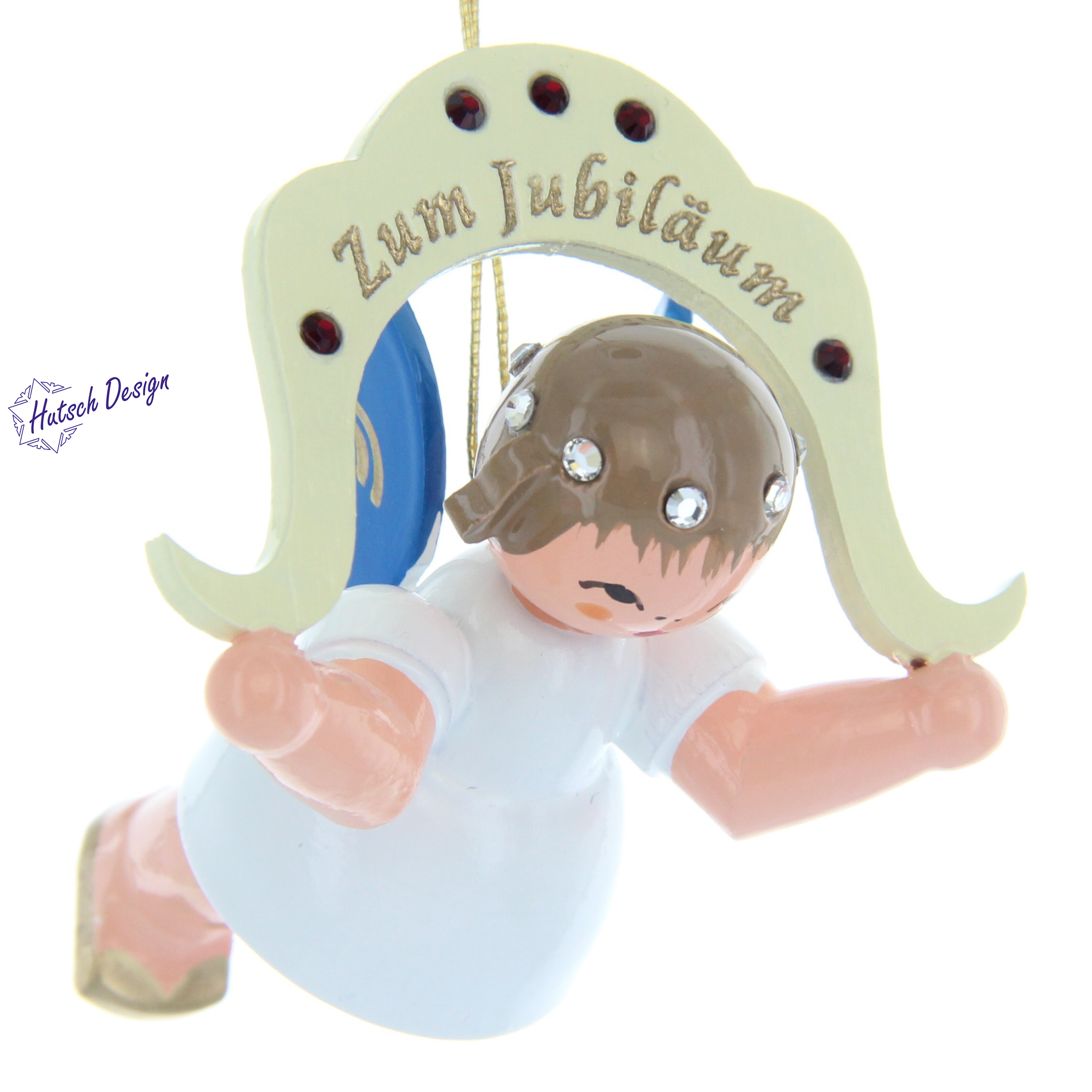 Engel schwebend Zum Jubiläum, Sonderedition Swarovski, blaue Flügel