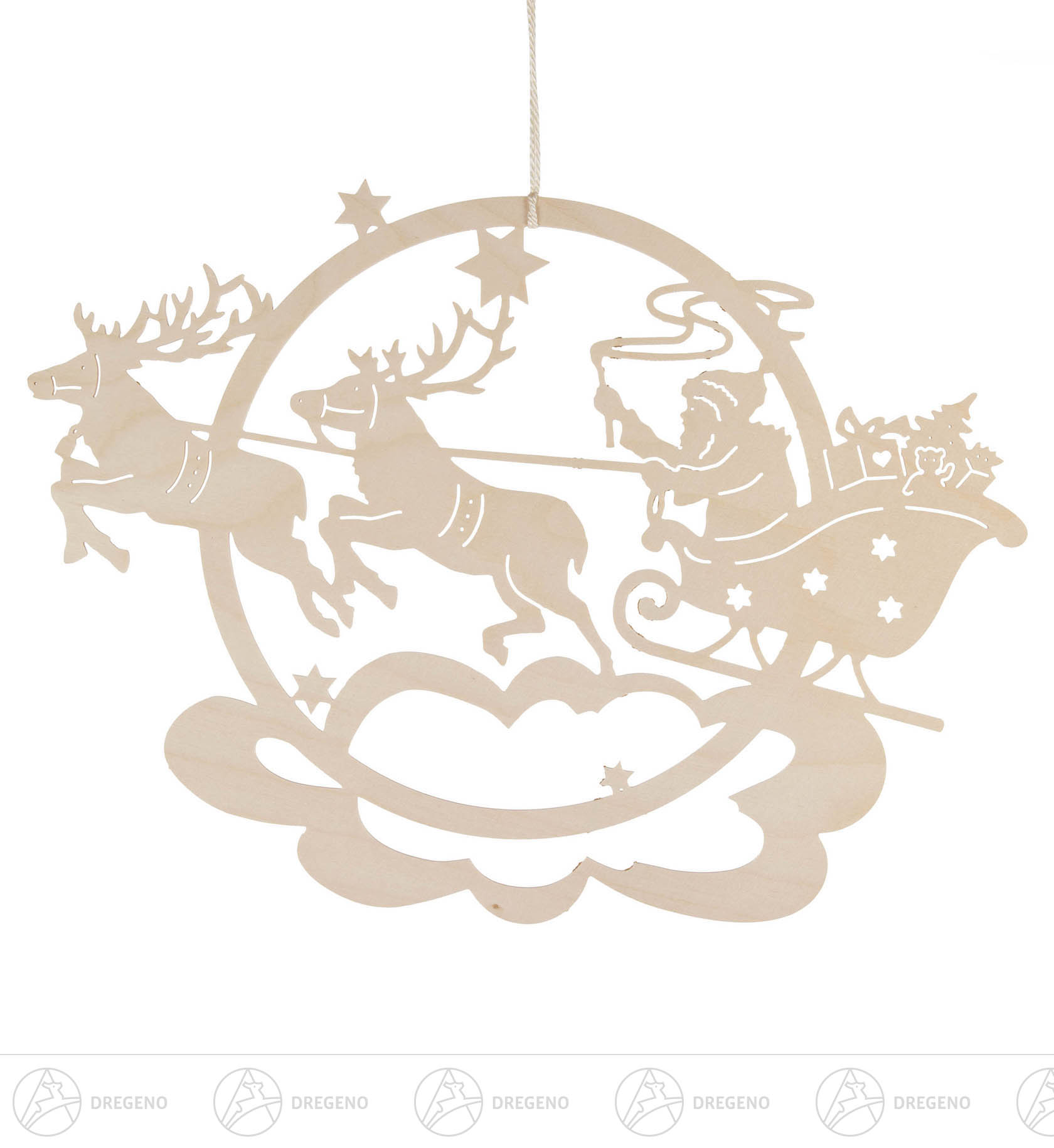 Fensterbild Rentierschlitten mit Weihnachtsmann