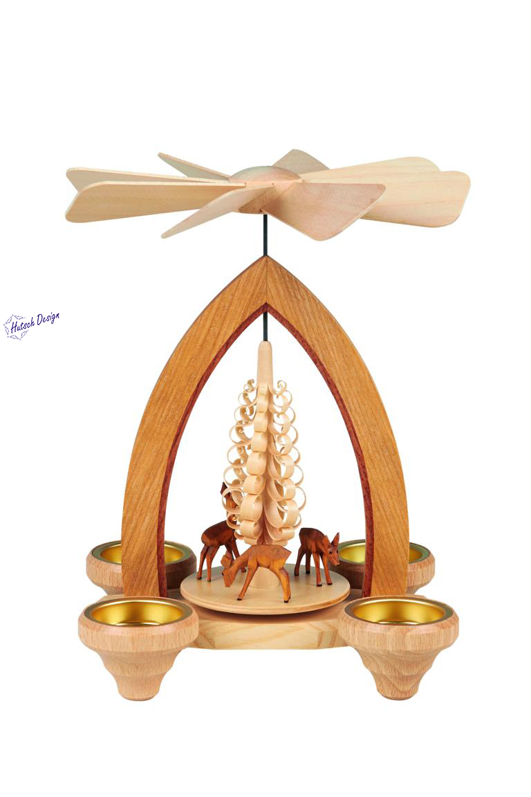 Teelichtpyramide mit Rehe 26cm