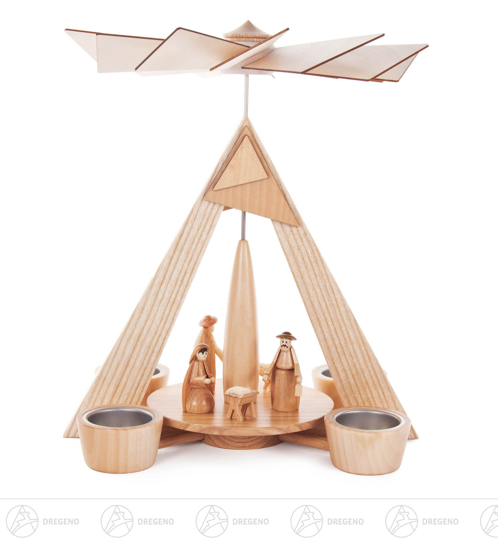 Pyramide mit Christi Geburt natur, für Teelichte