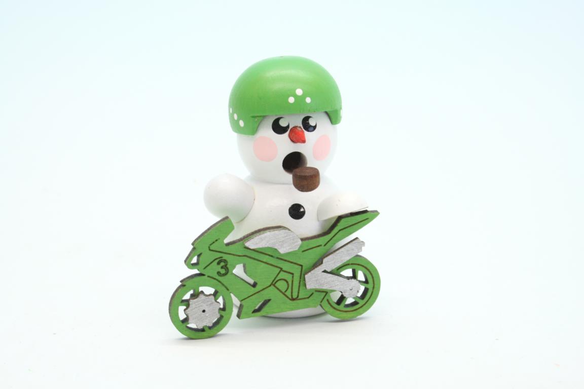 Biker weiss mit grünem Motorrad  8 cm