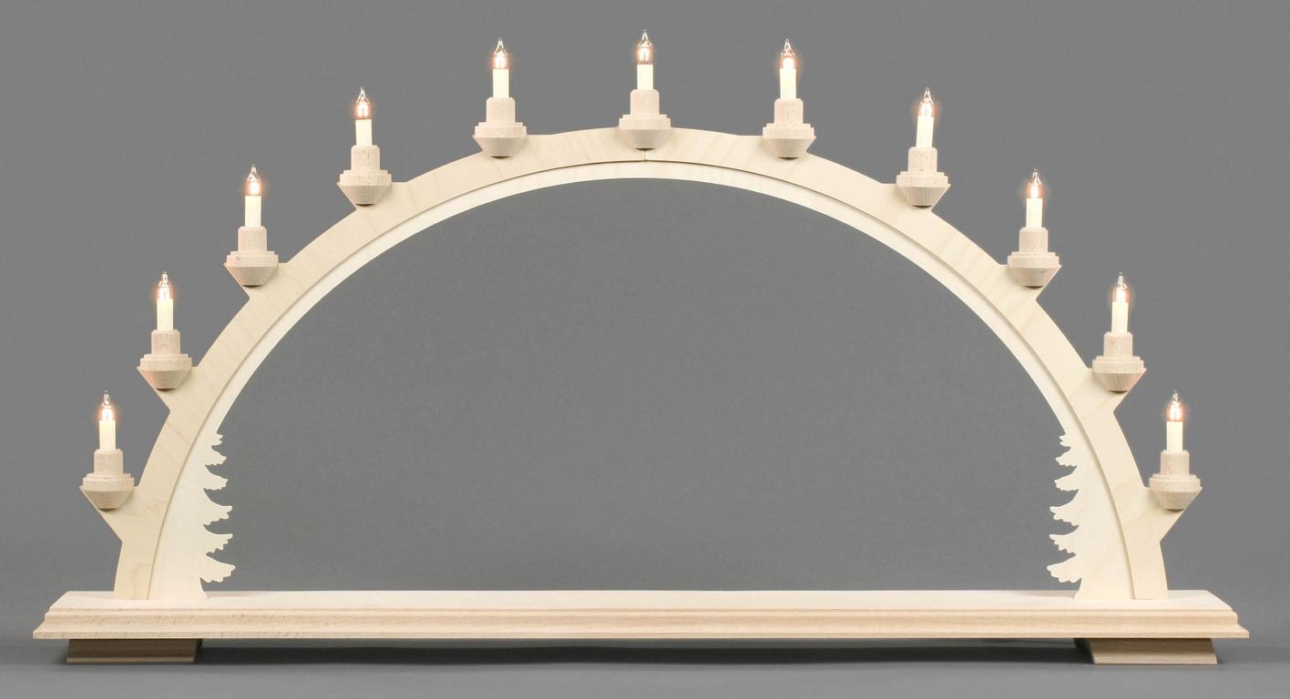 Schwibbogen ohne Bestückung, elektrisch beleuchtet