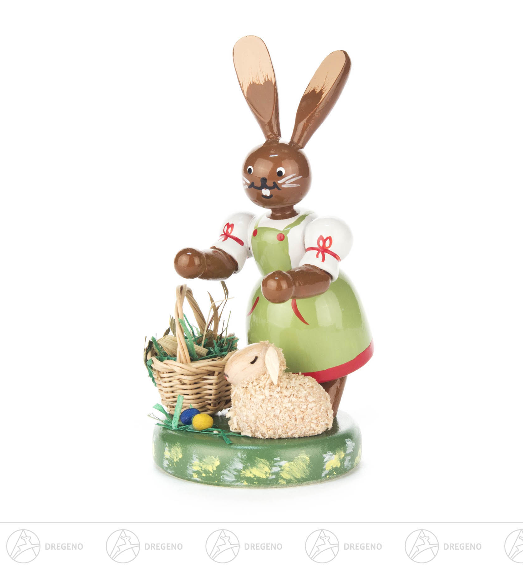 Häsin mit Schaf und Korb 10cm