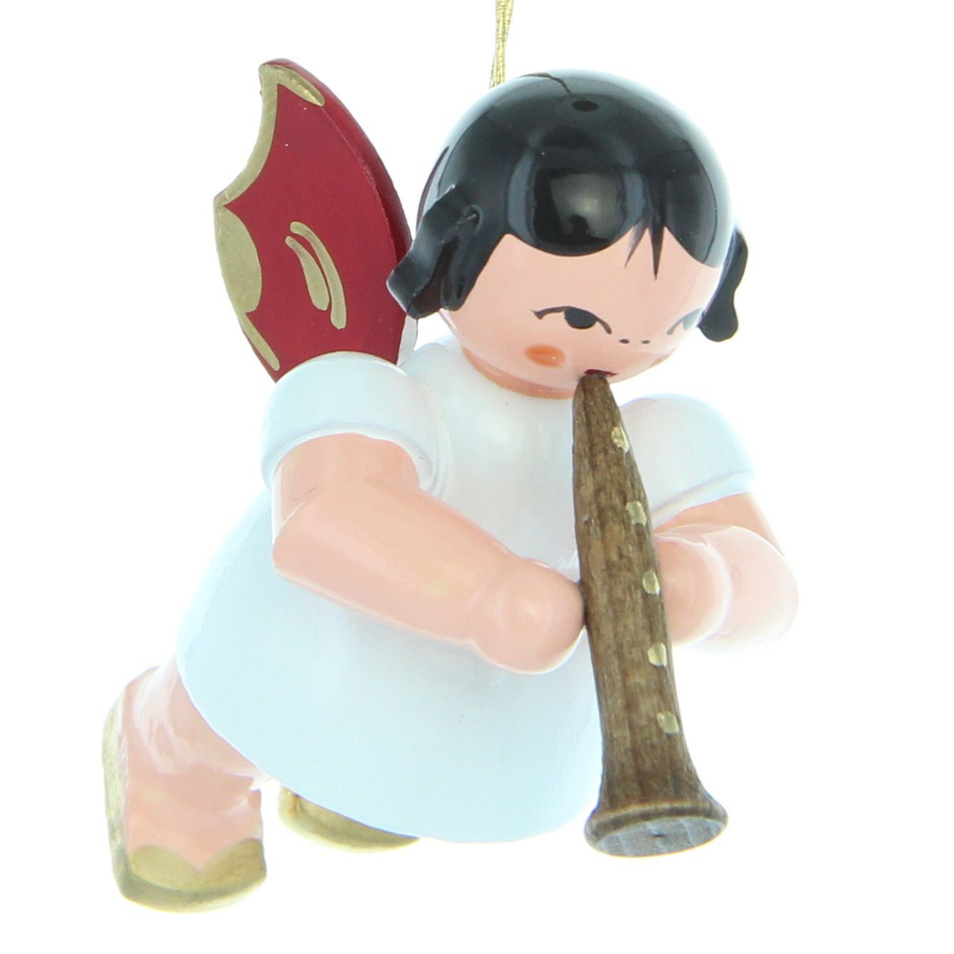 Schwebeengel mit Klarinette, rote Flügel