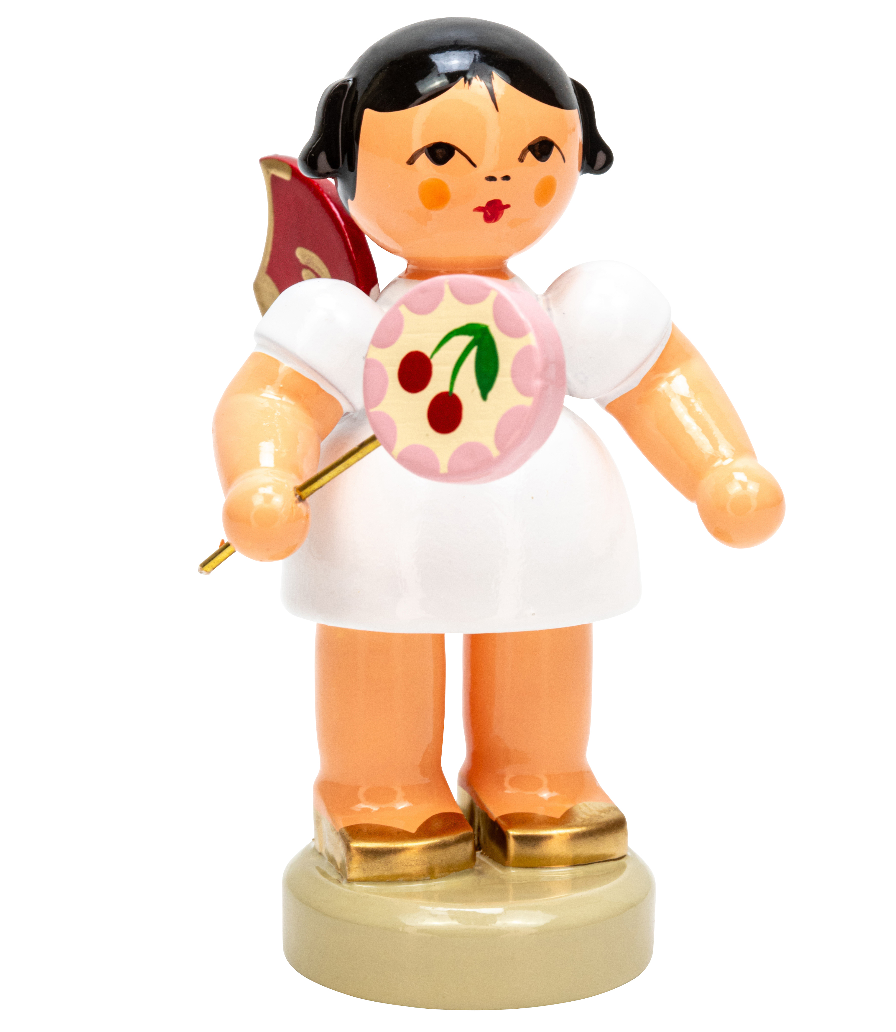 Engel stehend mit Lolli, rote Flügel