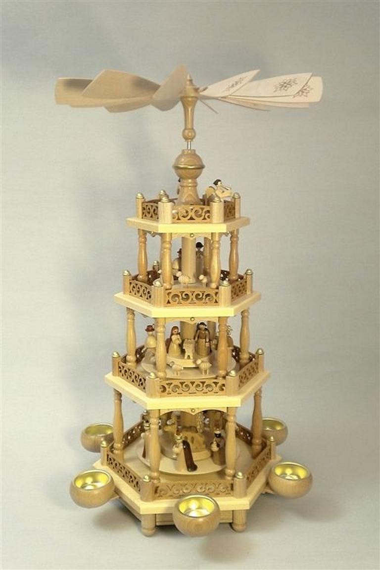 Pyramide 3-st. Christi Geburt für Teelichte  55 cm