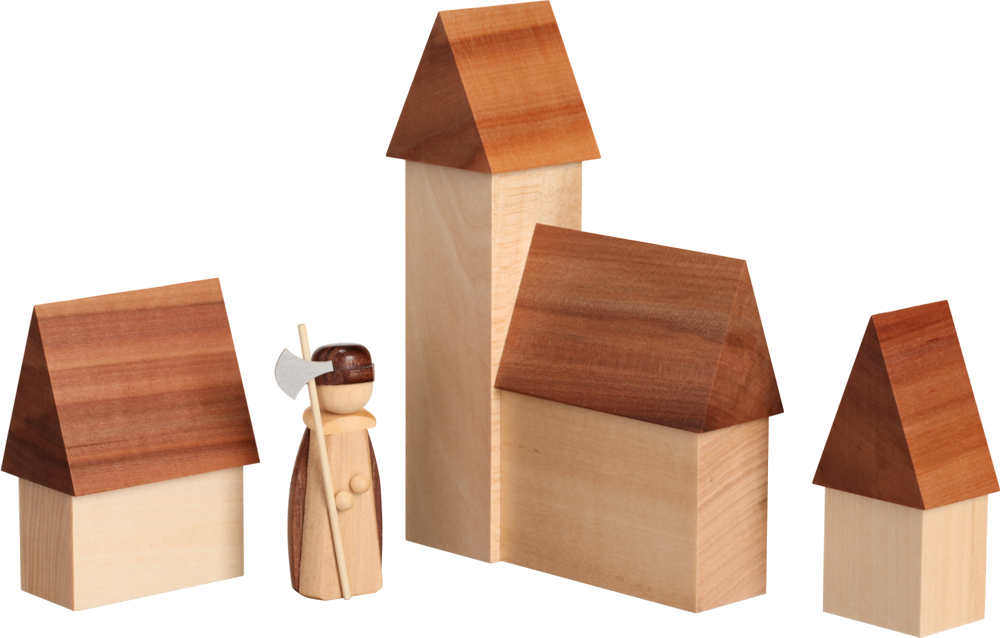 Nachtwächterwichtel mit Stadtszene 15 x11 x4cm