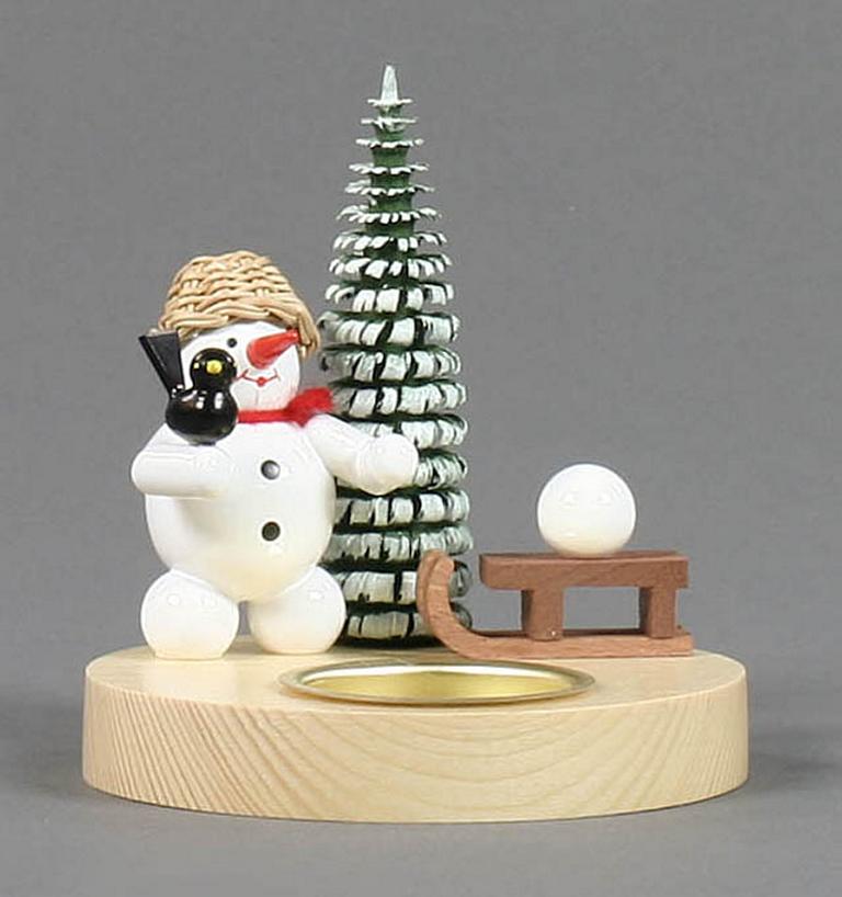 Teelichthalter Schneemann mit Schlitten
