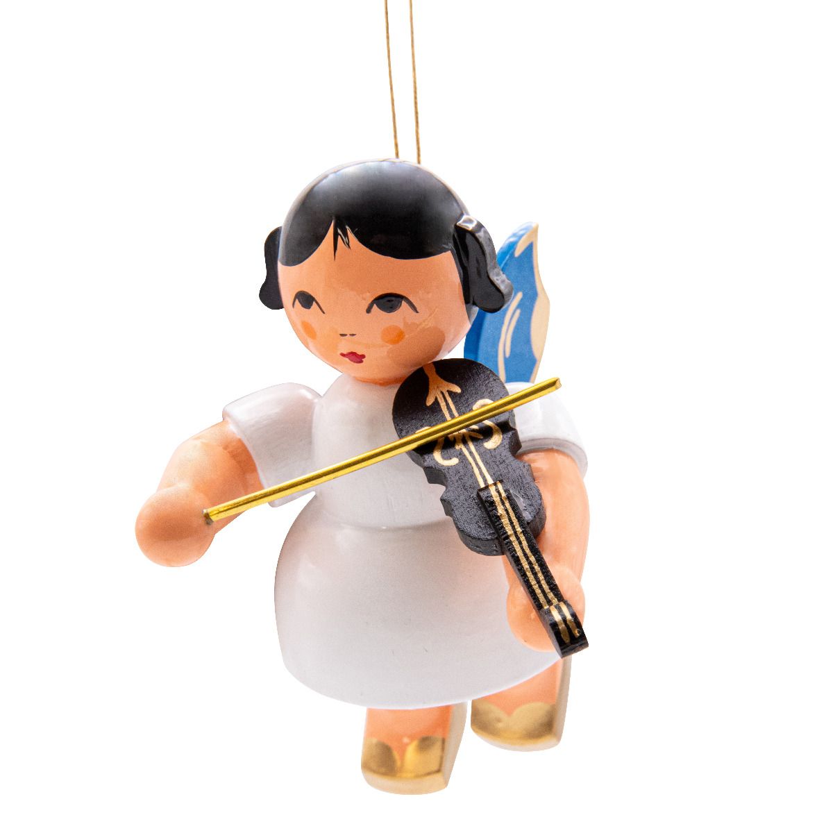 Schwebeengel groß mit Violine, blaue Flügel 9cm