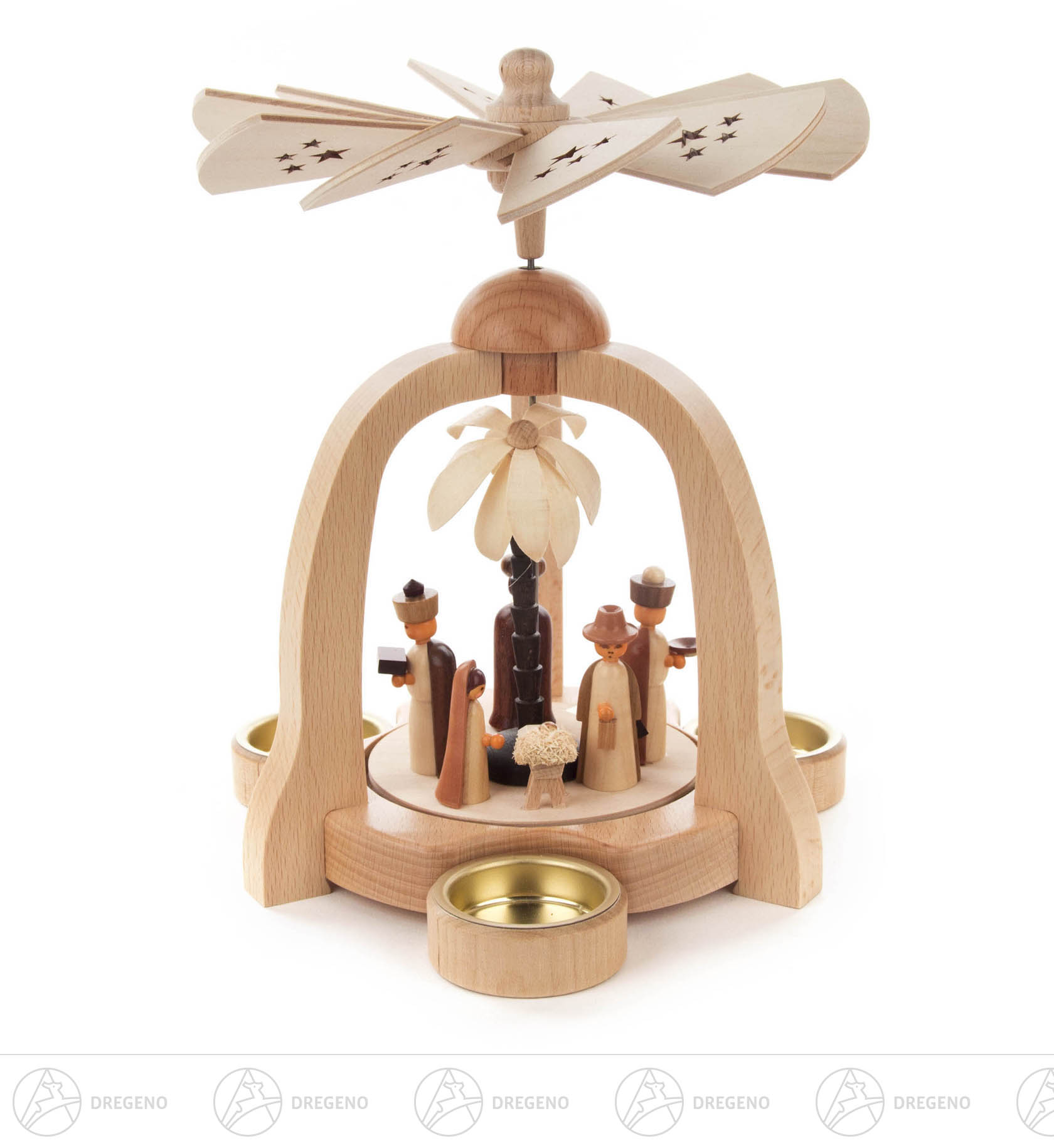 Pyramide Christi Geburt natur, klein für Teelichte