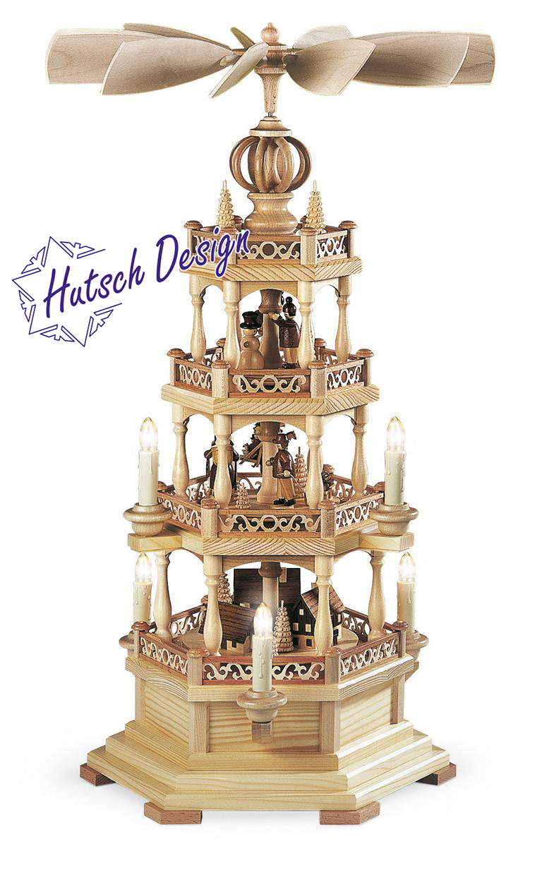 Pyramide Erzgebirgsmotiv 3-stöckig, natur