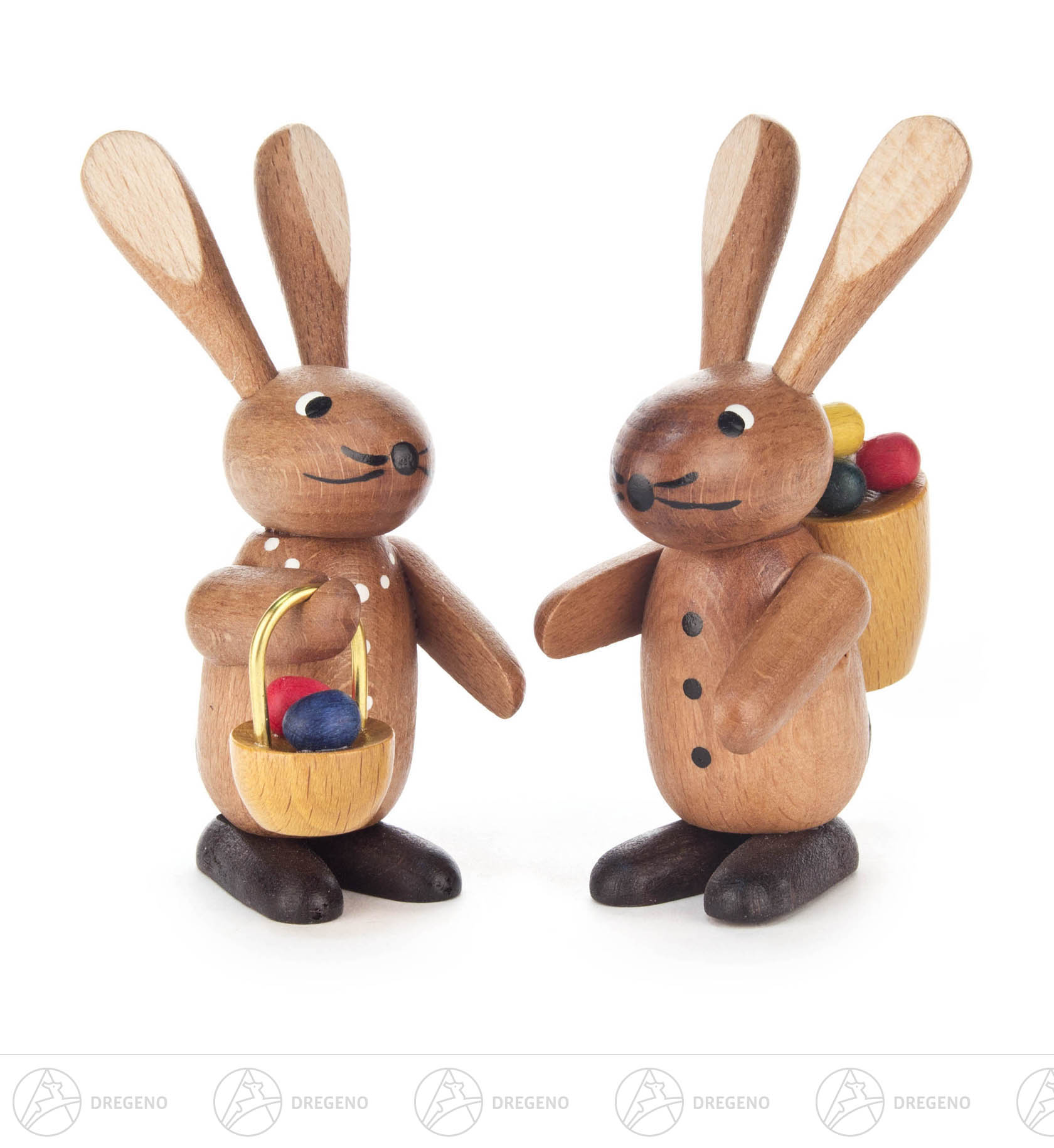 Hasenpaar mit Körben natur 9cm