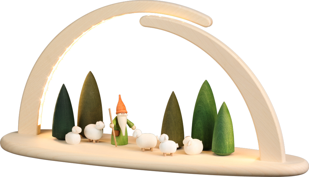 Bogen groß natur LED beleuchtet Motiv Schäferwichtel 21 x42 x13cm Bogen groß natur LED beleuchtet Motiv Schäferwichtel 21 x42 x13cm