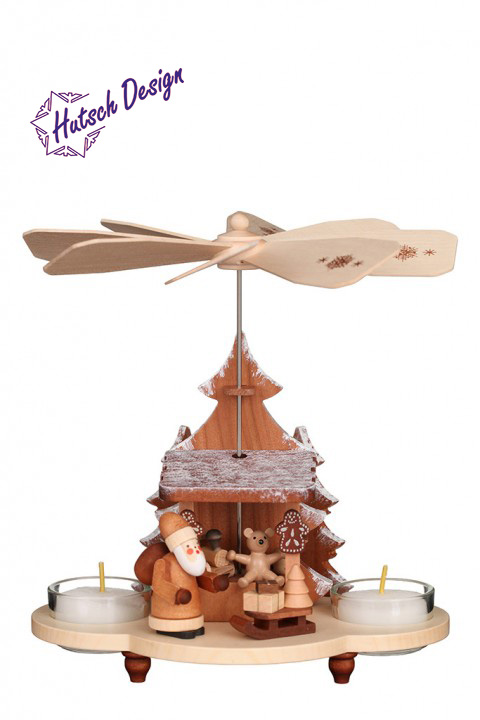 Pyramide Weihnachtsmann auf Striezelmarkt natur 18,5cm