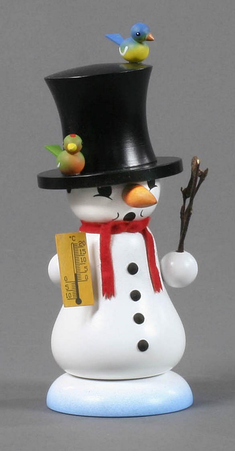 Räuchermann Schneemann Schmelzi mit Vögel