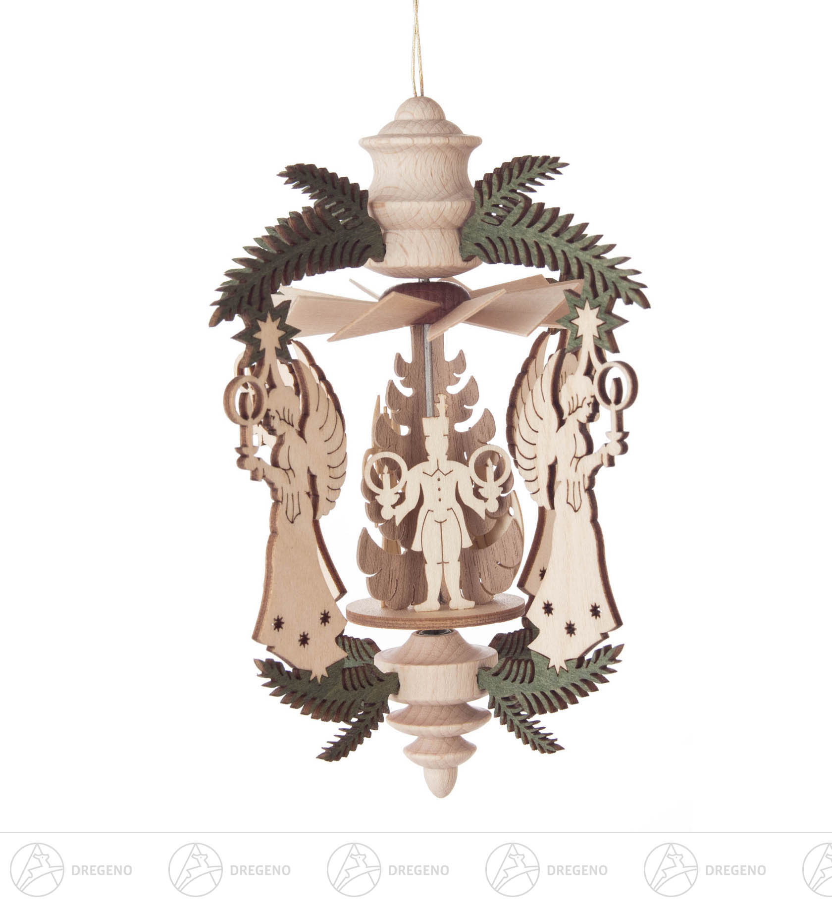 Wärmespiel Zweig Engel/Engel, Bergmann, Reiterlein, zum Hängen 10cm