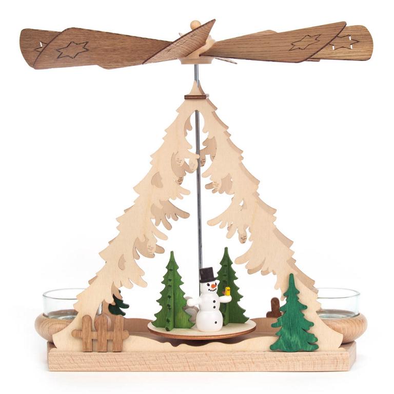 Pyramide mit Schneemann, für Teelichte