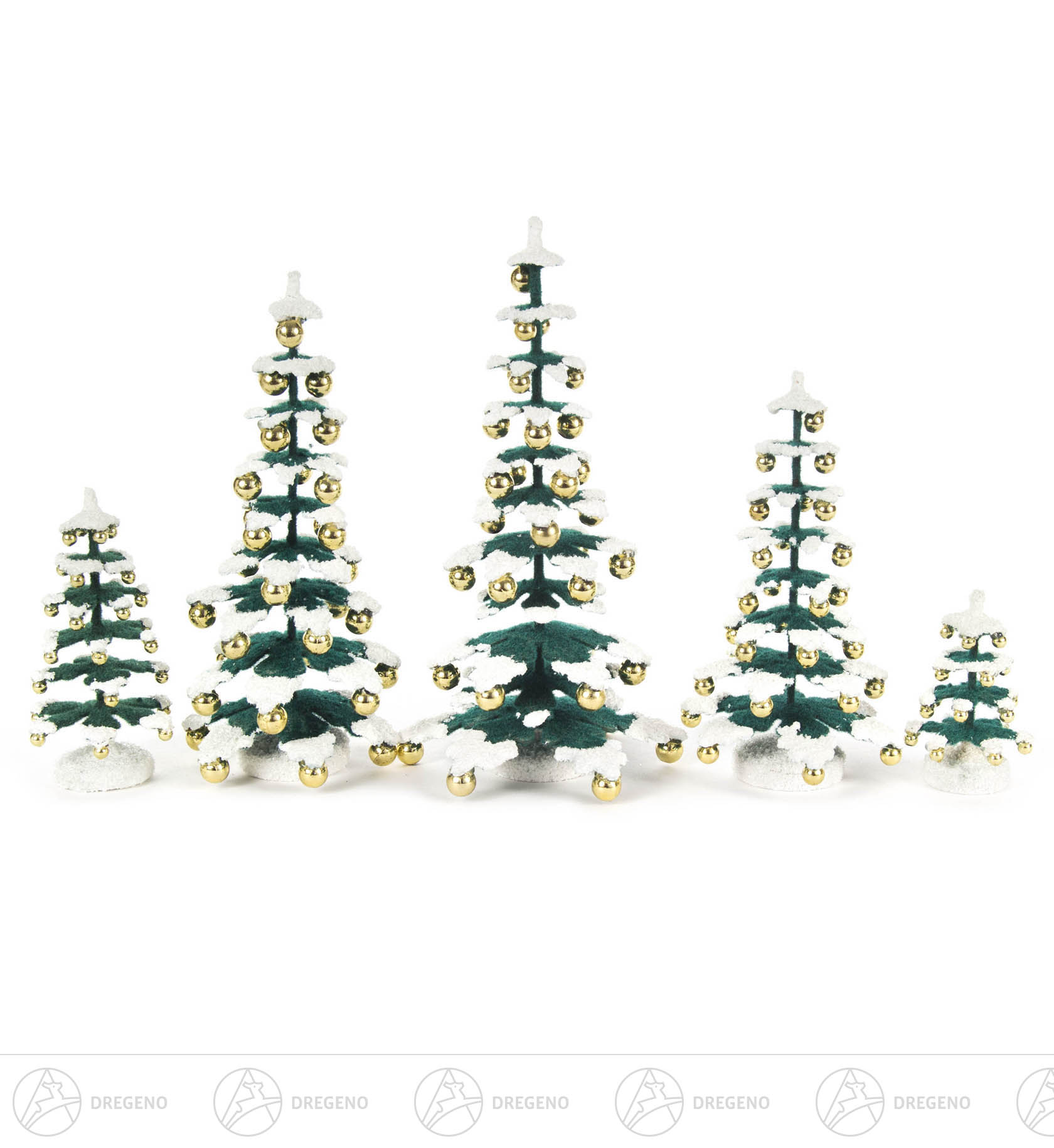 Tannenbäume mit Goldkugeln, 5,5/8/12/14/15cm (5)