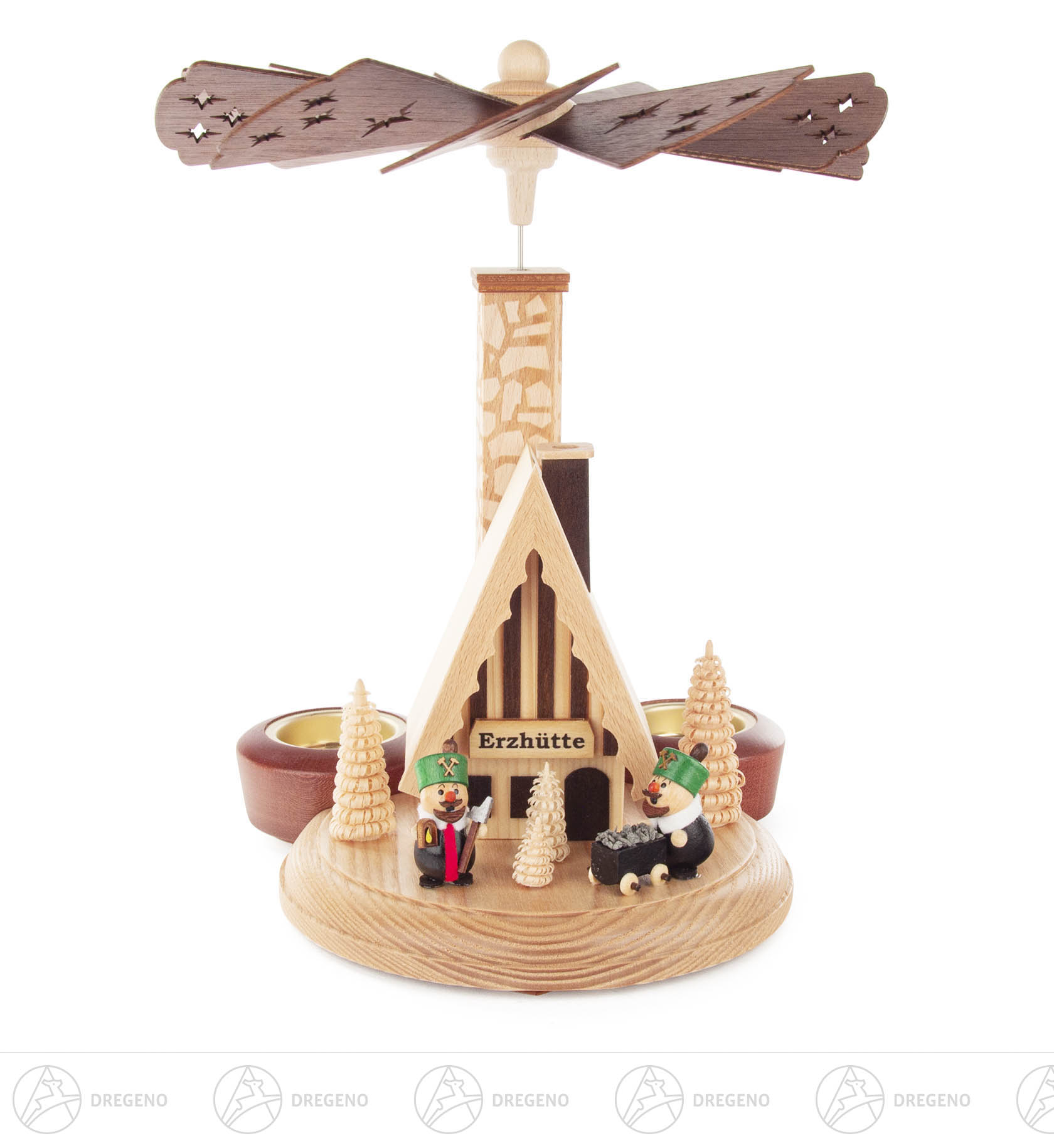 Räucherpyramide für Teelicht mit Bergmann