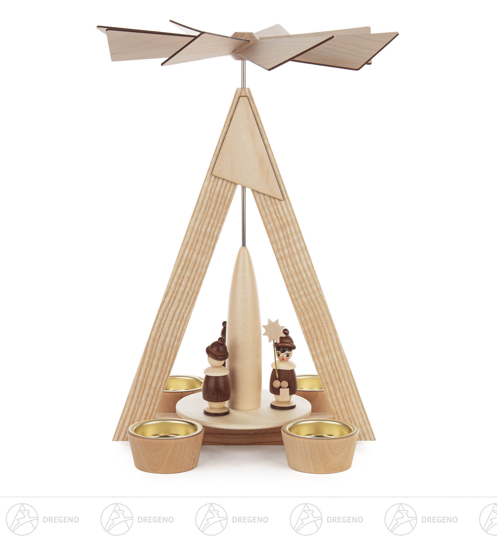 Pyramide mit Kurrende natur für Teelichte