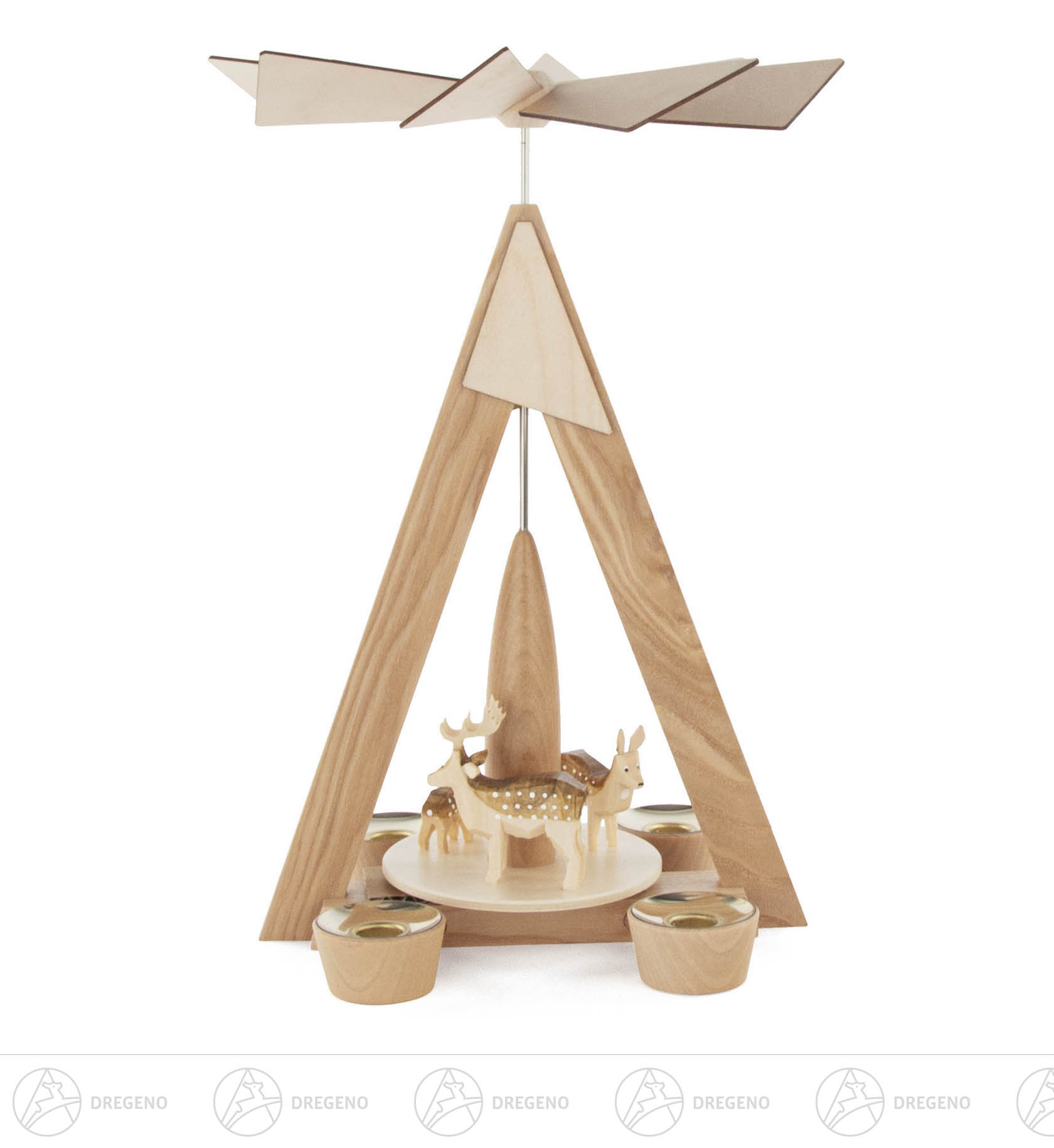 Pyramide mit Rehen natur für Kerzen 14mm