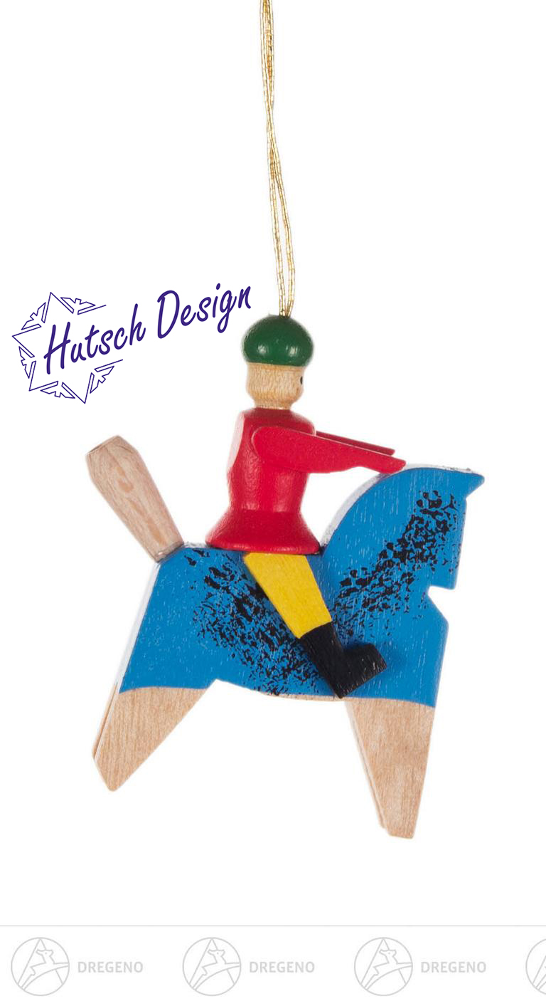 Behang Sonneberger Reiterlein Pferd blau, Reiter rot