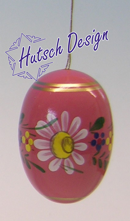 Osterei rosa, 55 mm mit Blumen, handbemalt