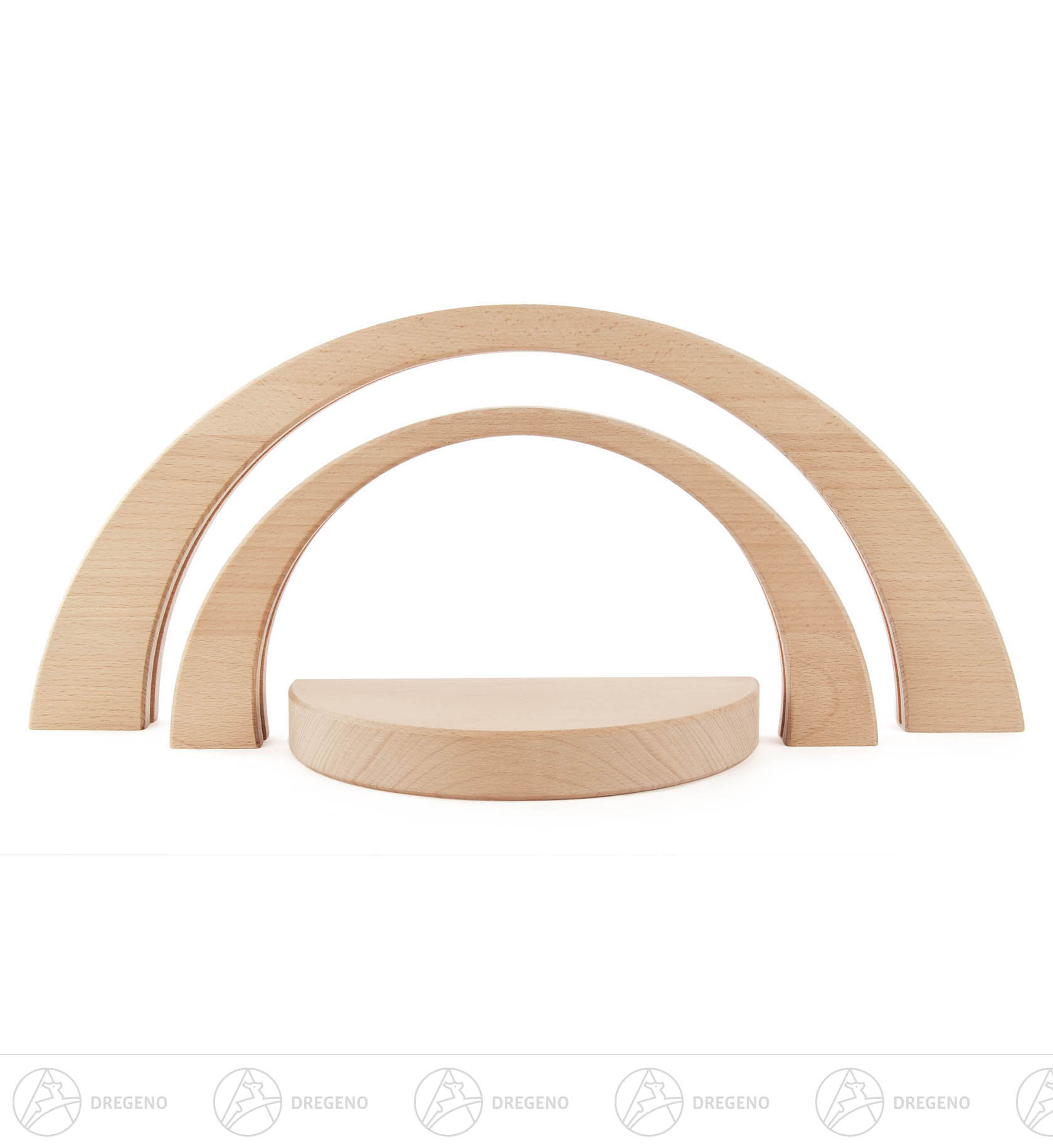 Schwibbogen natur 3-teilig, 1 Sockel 2 Bögen LED ohne Bestückung