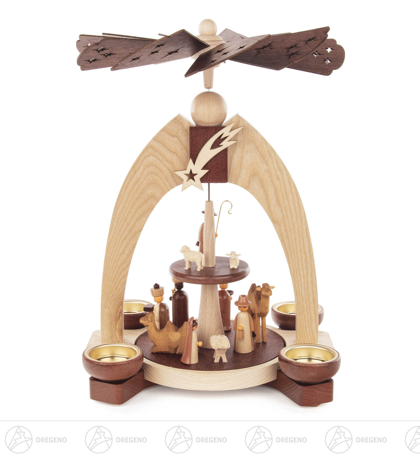 Pyramide mit Christi Geburt 2-stöckig natur für Teelichte Pyramide mit Christi Geburt 2-stöckig natur für Teelichte