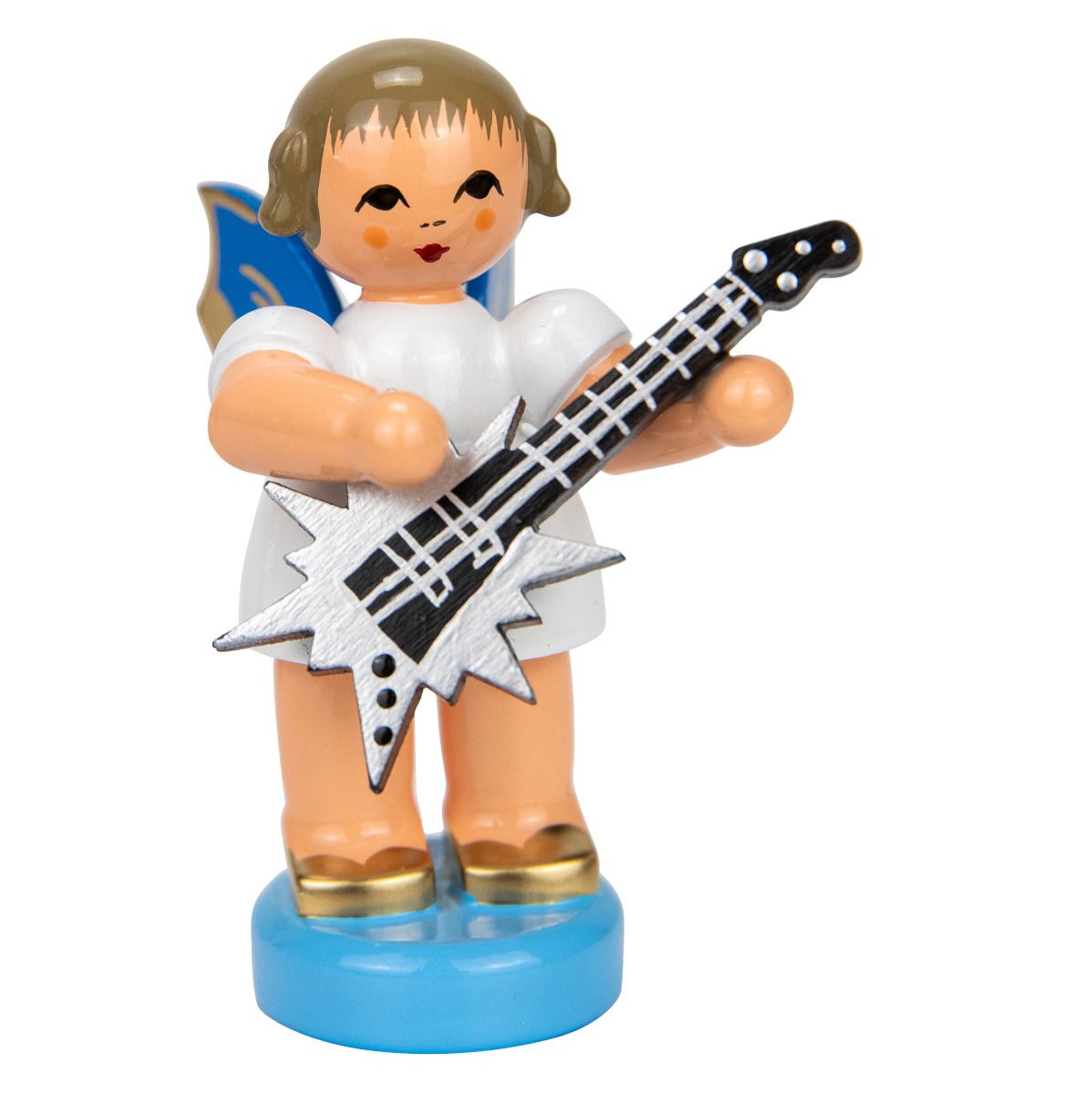 Engel stehend mit Sterngitarre, blaue Flügel