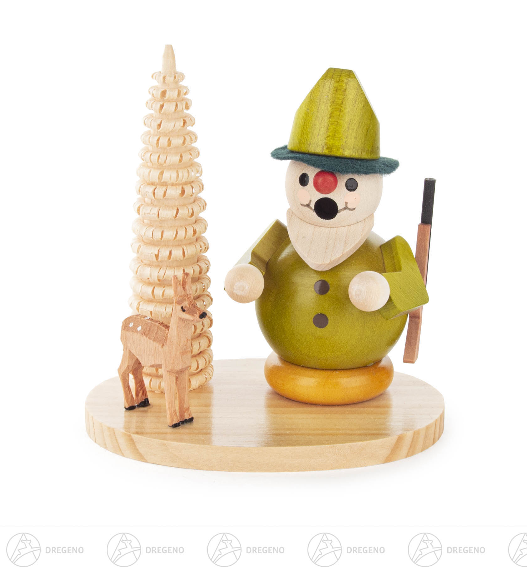 Mini-Räuchermann Förster mit Reh/Baum auf Sockel