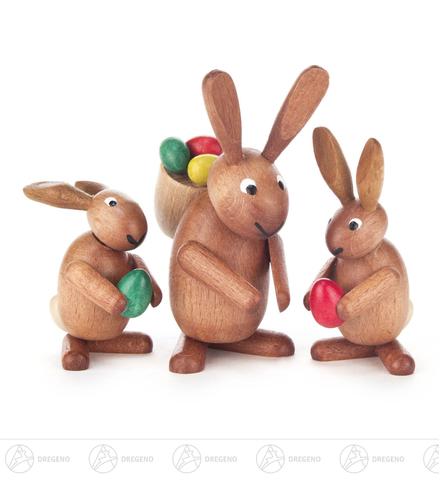 Hasentrio mit Eiern braun gebeizt 8cm