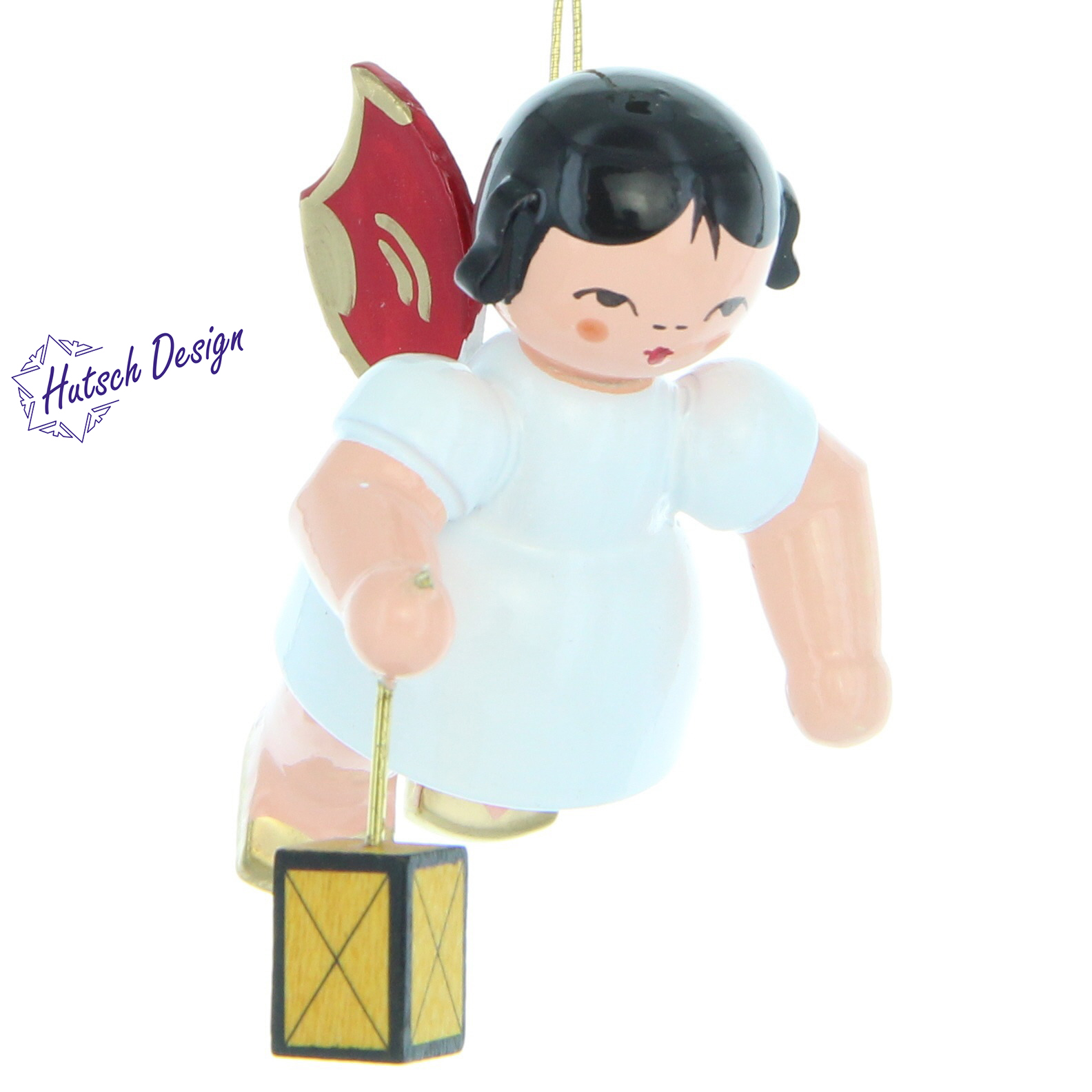 Engel schwebend mit Laterne, rote Flügel