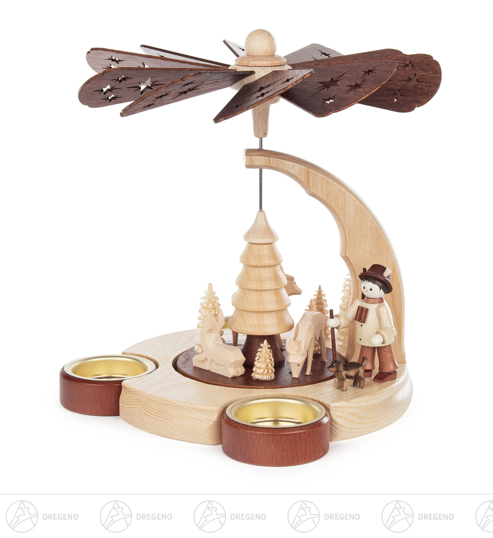 Pyramide mit Jäger und Rehen für Teelichte