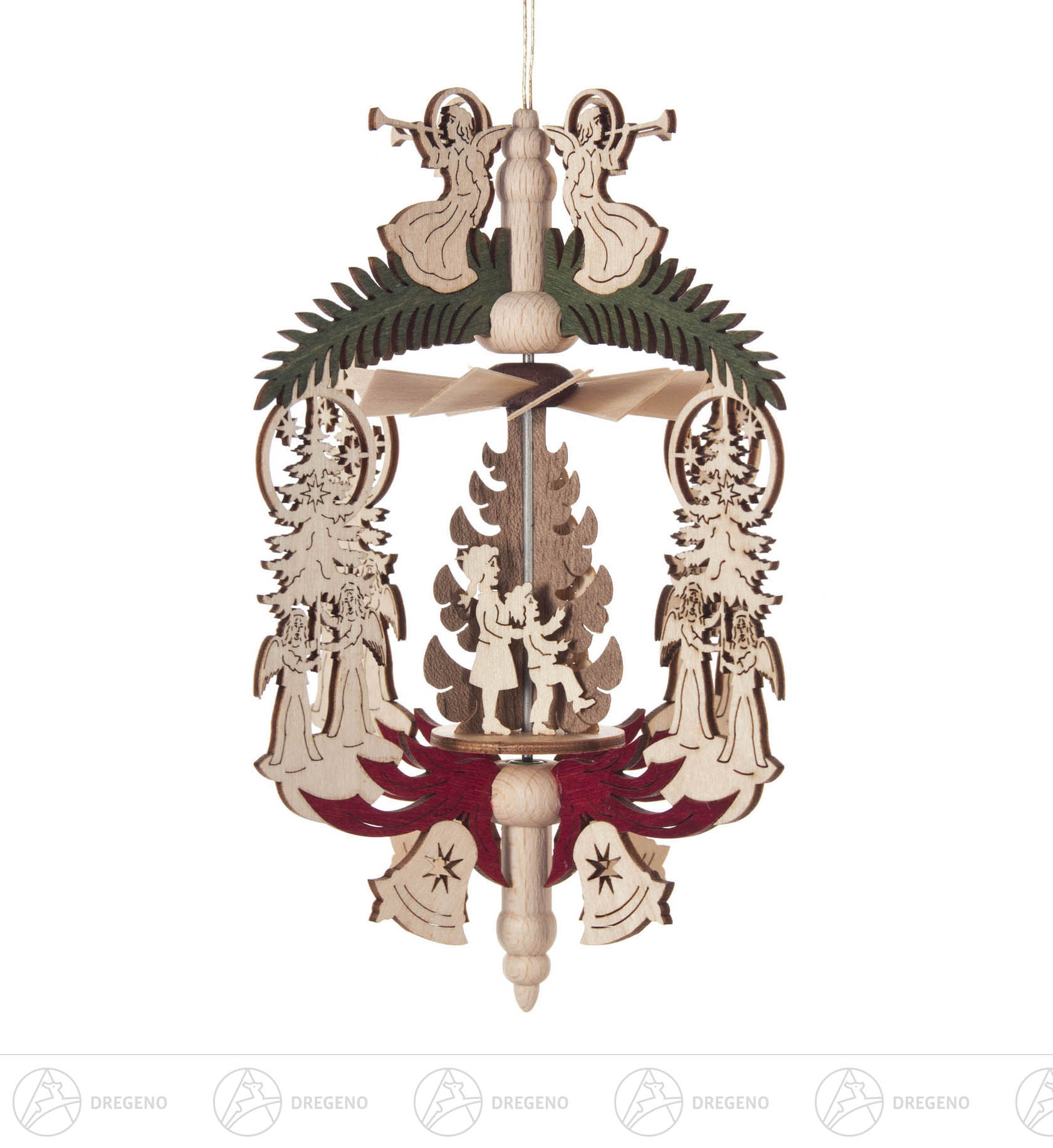 Wärmespiel Weihnachten Engel Engel mit Tannenbaum/Bescherung, zum Hängen 11cm