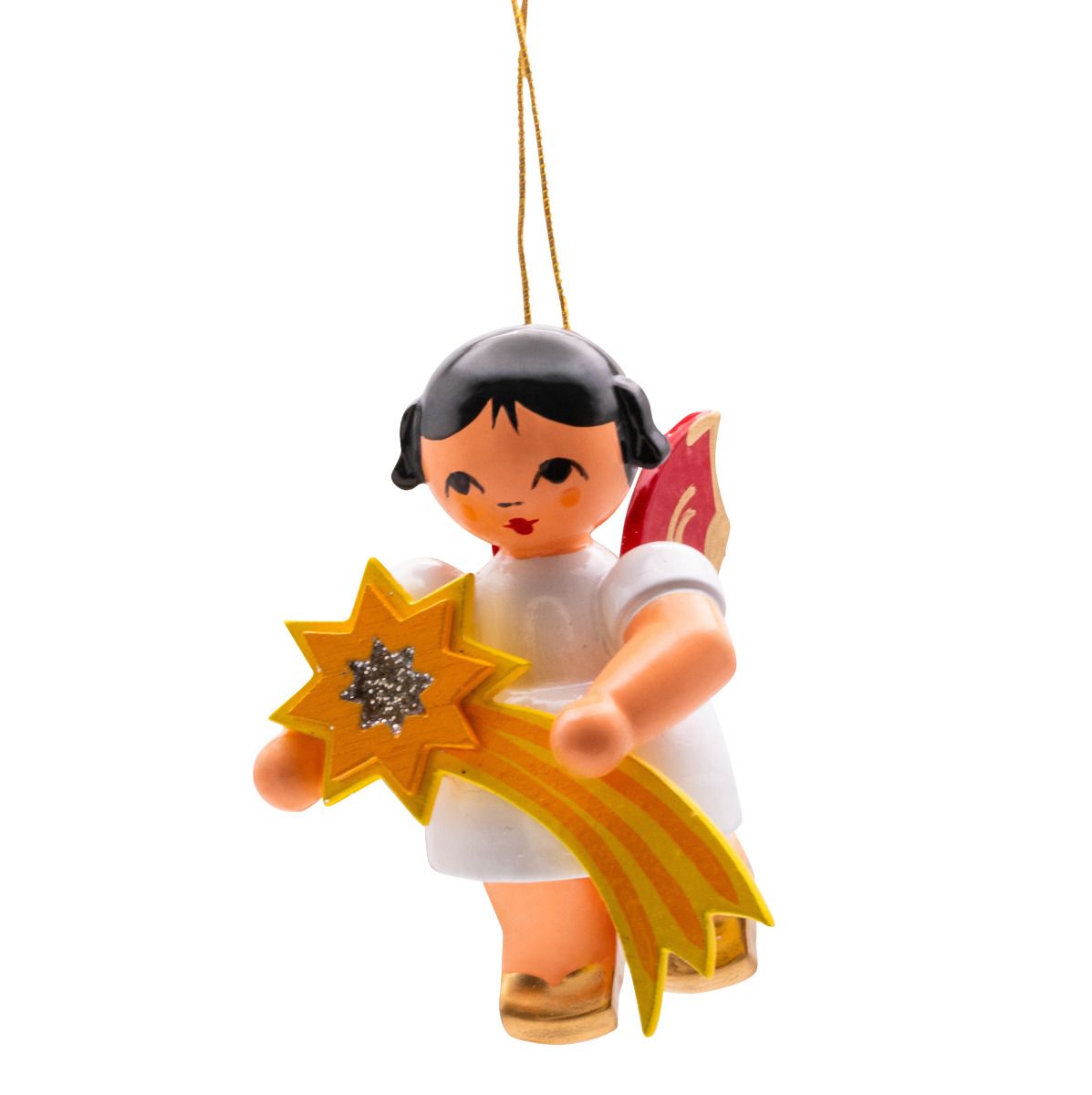 Schwebeengel mit Sternschnuppe, rote Flügel 6cm