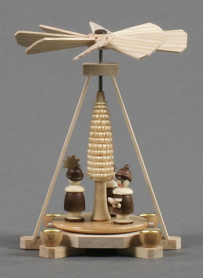 Mini-Pyramide mit Kurrende, natur, für Kerzen d10mm