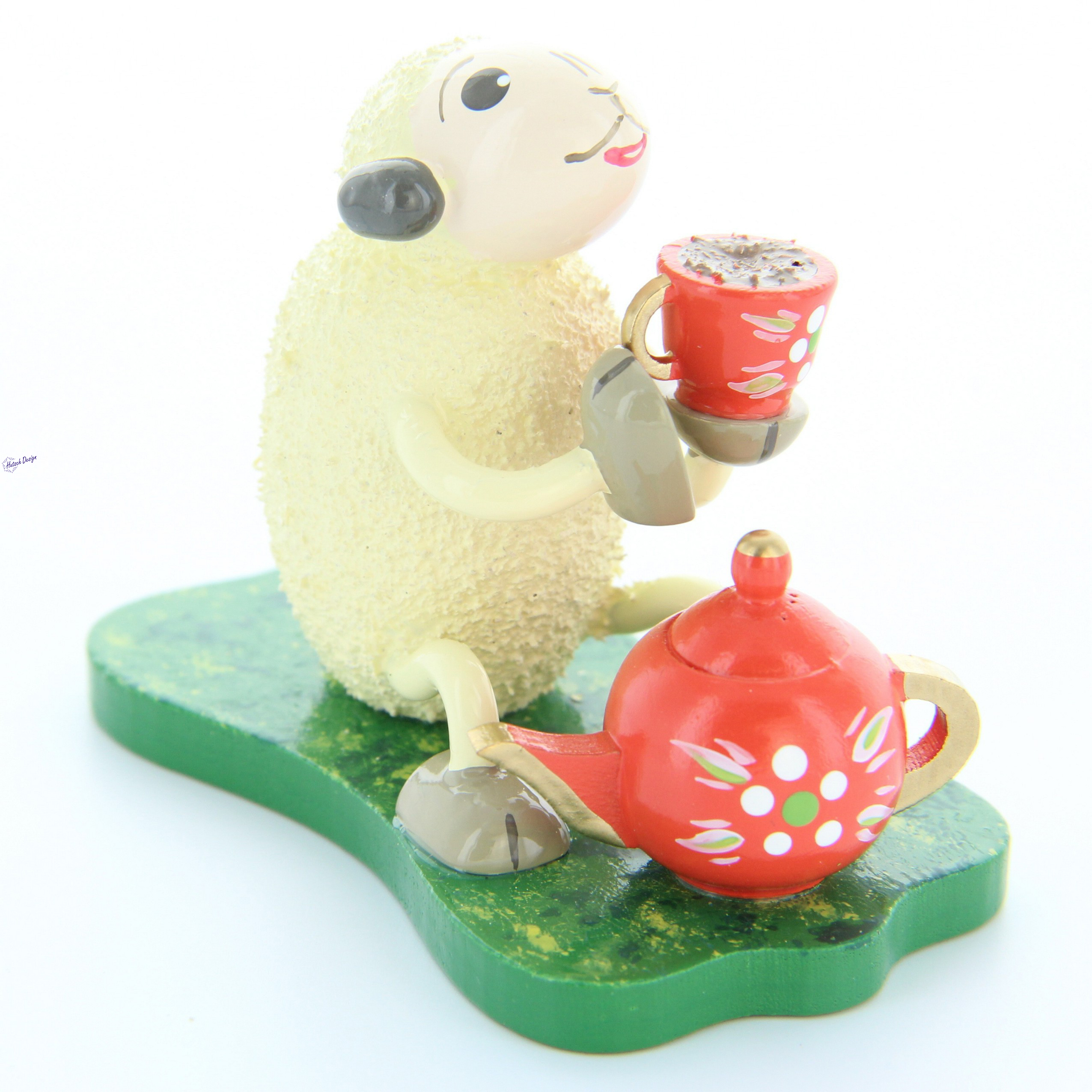 Schaf Muggefugi, Kaffee trinkend