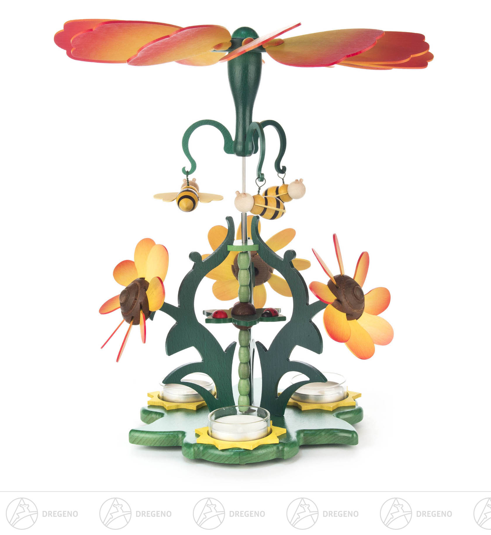 Pyramide Blütenzauber mit Bienen, für Teelichte