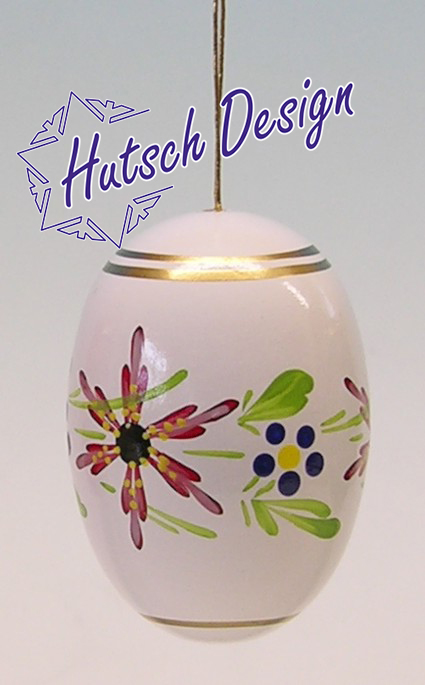 Osterei weiß, 55 mm mit Blumen, handbemalt
