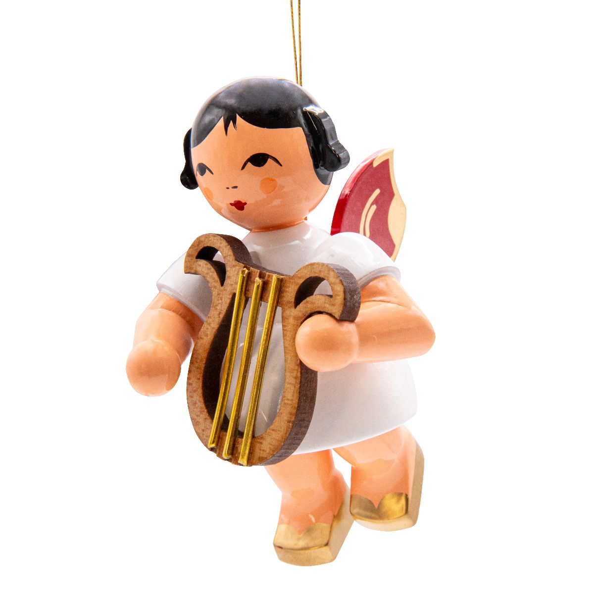 Schwebeengel groß mit Leier, rote Flügel 9cm