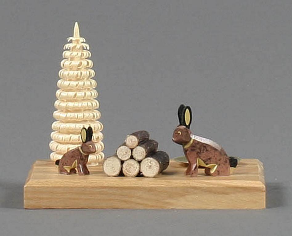 Kerzenhalter mit Hasen, für Kerze d14mm