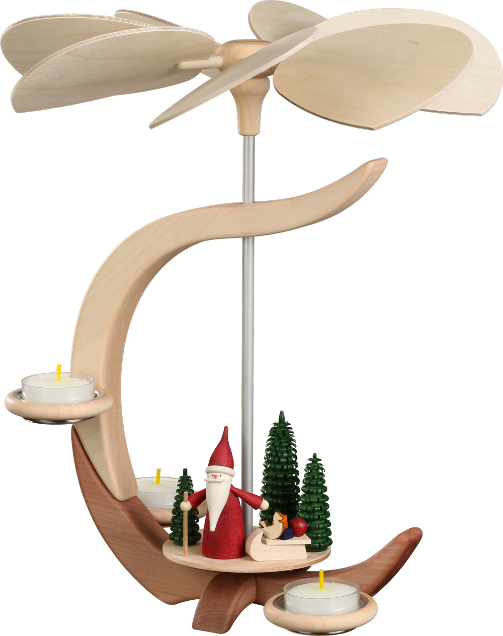 Pyramide C Form Motiv Weihnachtswichtel mit Schlitten 30 x27 x27cm