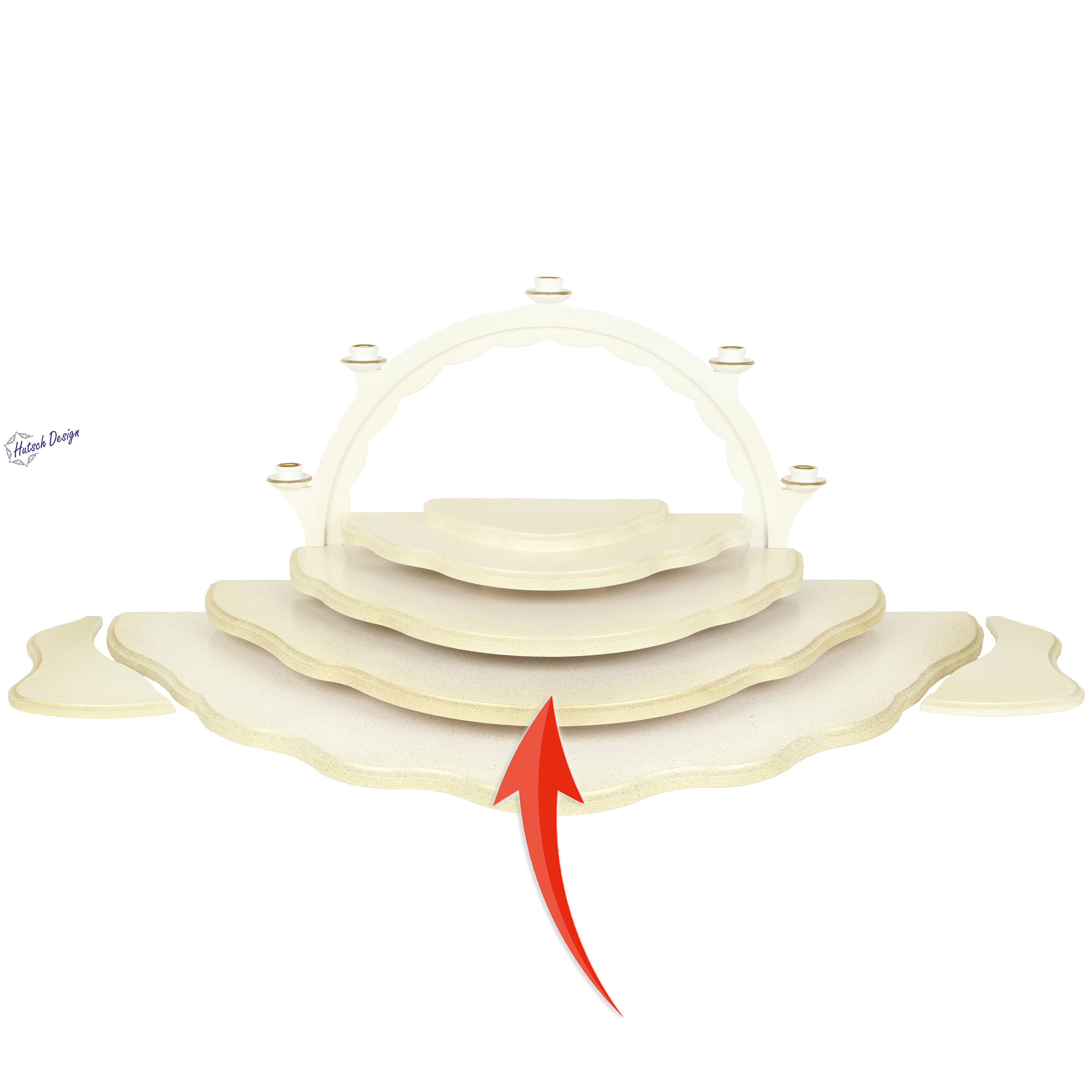 Unterbauetage 4 an Unterbauetage 3, weiß/gold